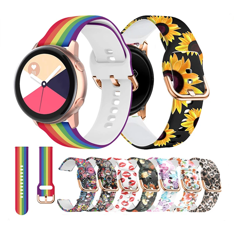 

Rainbow band for samsung galaxy watch active 2 active 3 41mm  printed rubber wristband