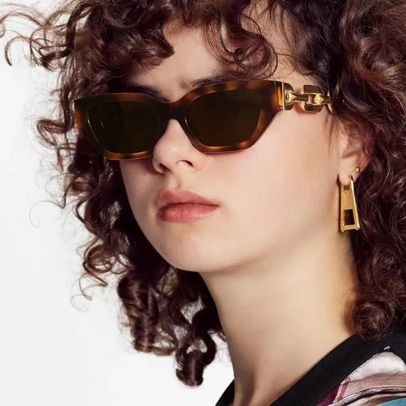 

Vintage Sunglasses Women Small Cateye Fashion Metal Temples Chain Ladies Sun Glasses Cat Eye Uv400 Female Shades Glasses 2022