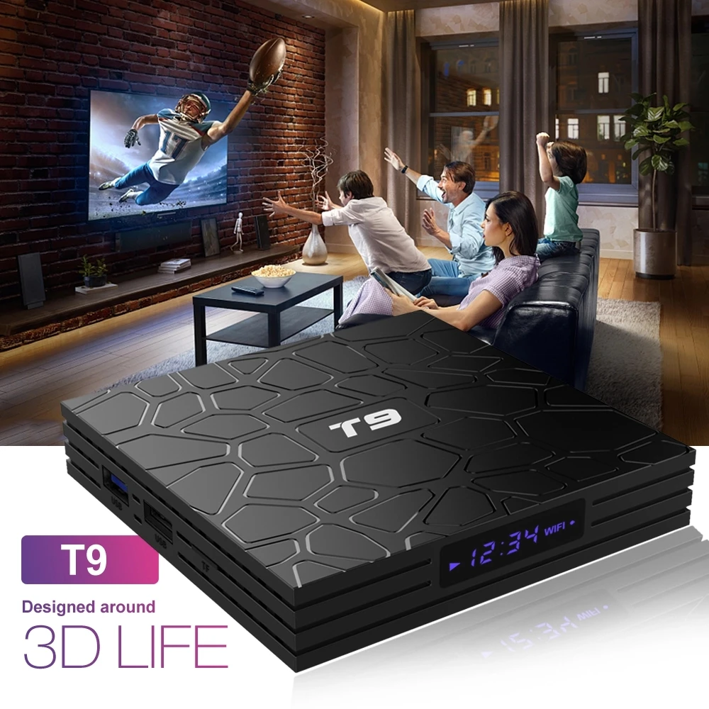 Android 9.0 Smart TV Box T9 2G 16G RK3318 2.4G Wifi Octa Core WITH Best Price Wholesale Android 9.0 Set Top Box