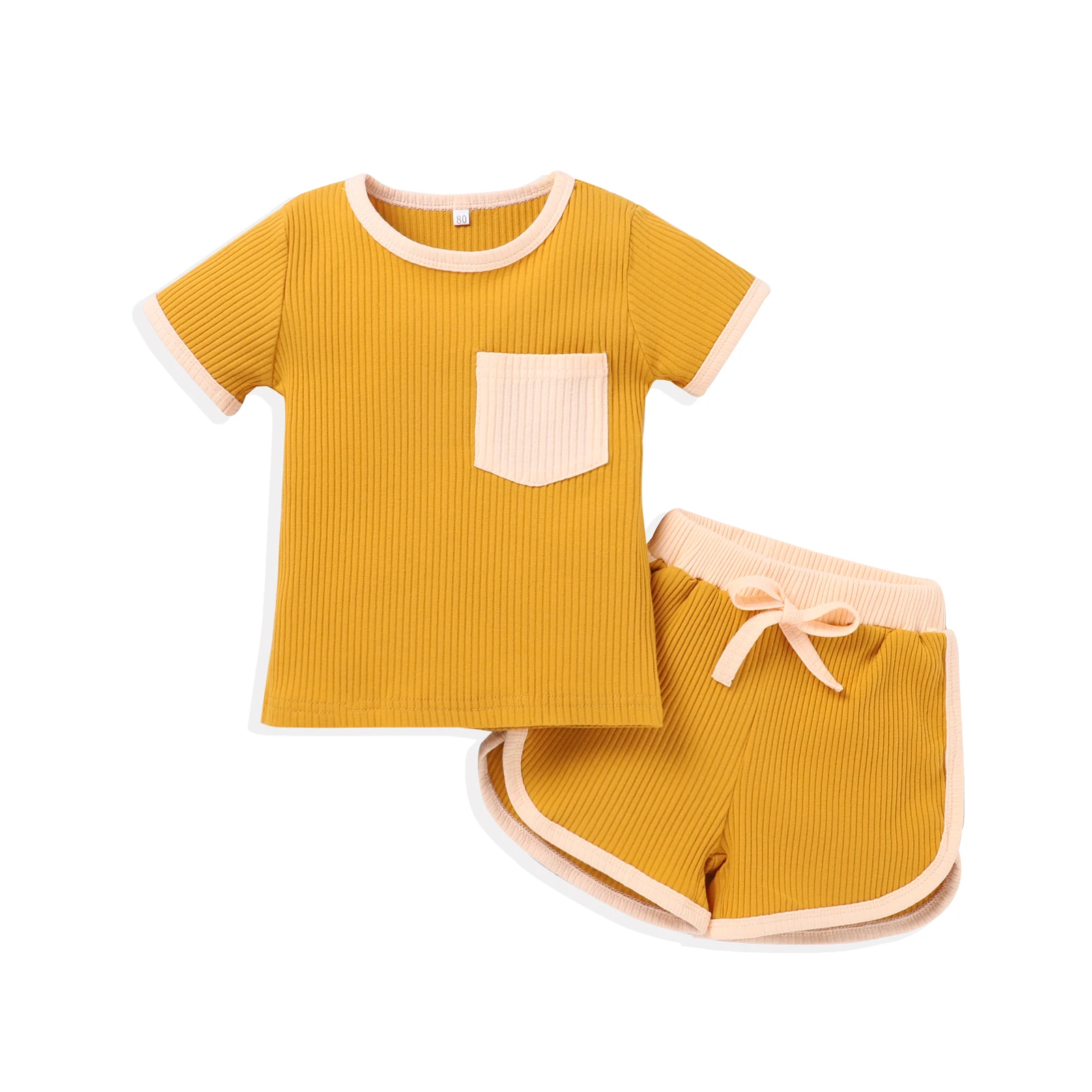 

Ginger color 2 pieces elastic short pant new born baby clothes baby girl clothing sets Summer, Picture shows