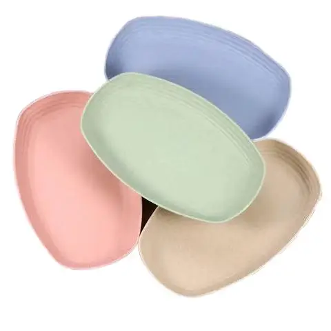 

Eco-Friendly Dish Customization Square Wheat Straw Plate, Nordic blue,nordic pink,nordic beige,nordic green