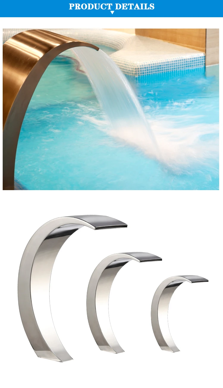 Customize Design Stainless Steel Swimming Pool Water Blade Waterfall