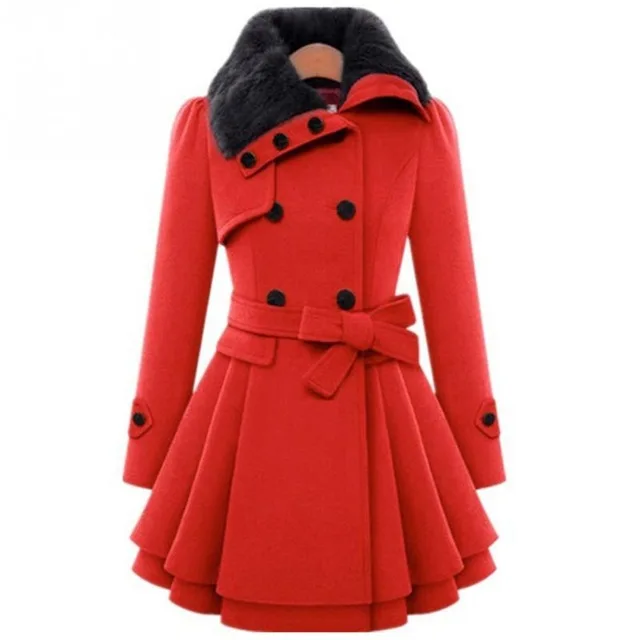 

Women Autumn And Winter Long Sleeve Lapel Collar Thicken Medium Length Coat S -Xxxl Fast Shipping