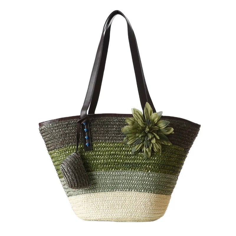 

Wholesale Custom Eco Friendly Women Summer Wheat Straw Beach Tote Bag