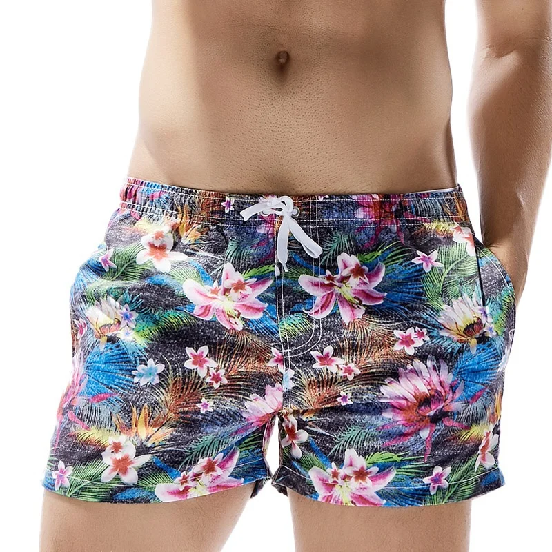 Wholesale Designer Mens Swimwear Low Waist Printed Boardshorts Fitted Floral Beach Shorts for Men