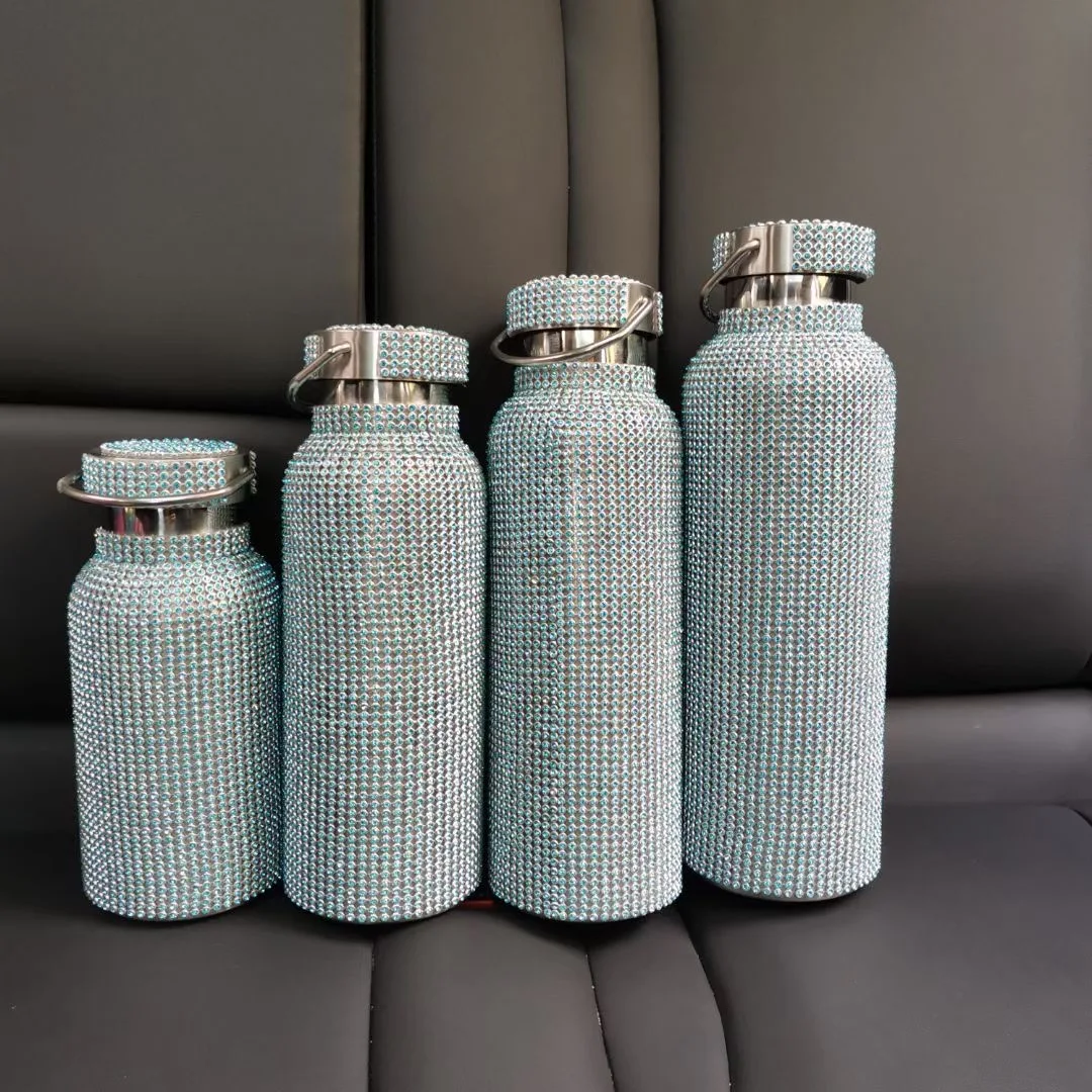 

Hot Water Thermos with Diamond Bling Rhinestone Unique Belly Water Bottle Luxury Stainless Drinking Bottle for Girls