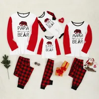 

raglan sleeve bear red bufflo plaid christmas pajamas family