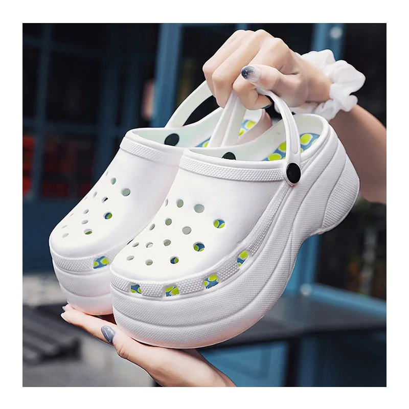 

Colorful Rainbow Leopard Croc Chunky Clogs Sole Women'S Summer Sandals Chunky Sole Clogs Platform Croc 2021 Women Bow White Croc