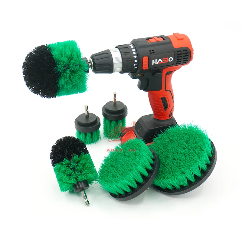 

Zhenda Hot Sale 6 pcs Electric Drill Cleaning Brush Set Household Cleaning Drillbrush, Green/black/blue/customized