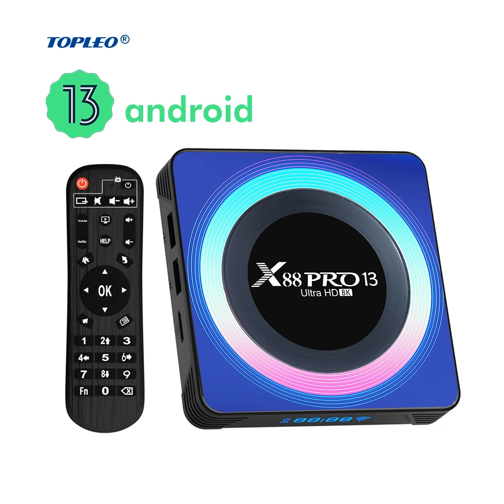 

Topleo smart tv box steaming wifi 6 RK3528 support 8k video android 13 x88 pro tv box