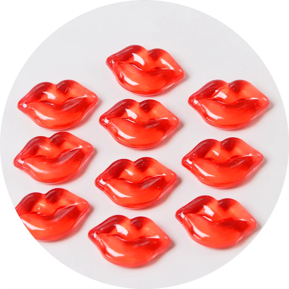 

Red Glossy Lip Resin Charms Flatback Cabochon for Nails Art Mobile Phone Case Decorations