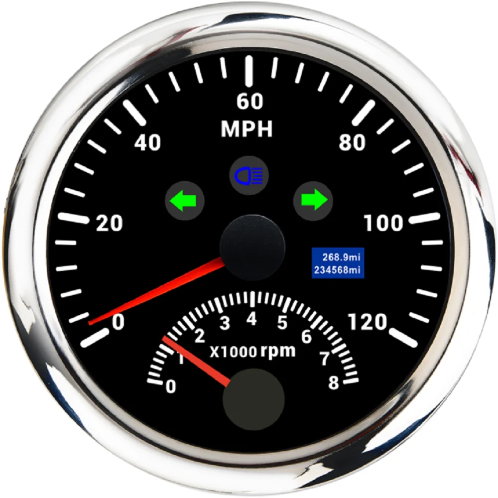 

New Car Universal 85 mm Auto meter GPS Speedometer 120/200 km/h MPH With Tachometer Red Backlight For Motorcycle Boat