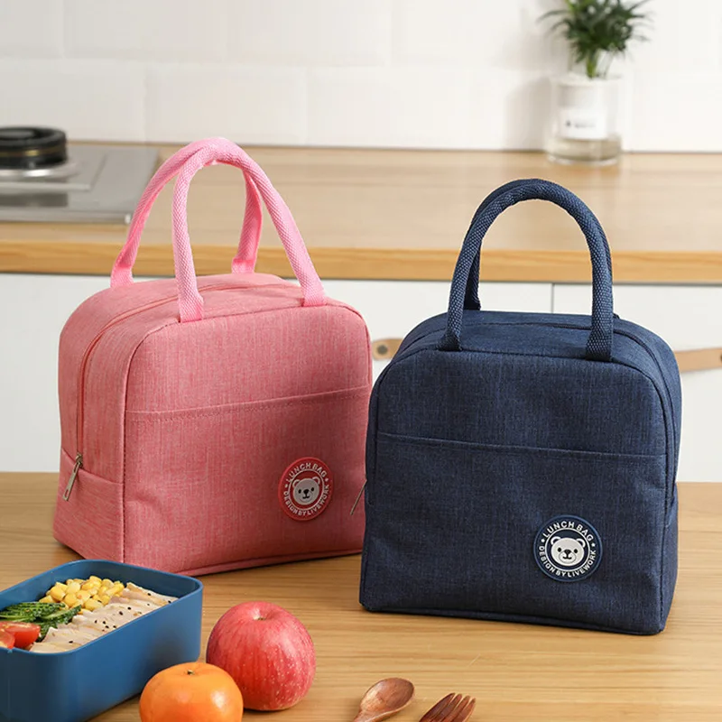 

New Thermal Lunch Bag Insulated Lunch Box Tote Cooler Handbag Women Portable Convenient Box Tote Food Bags, Customized color