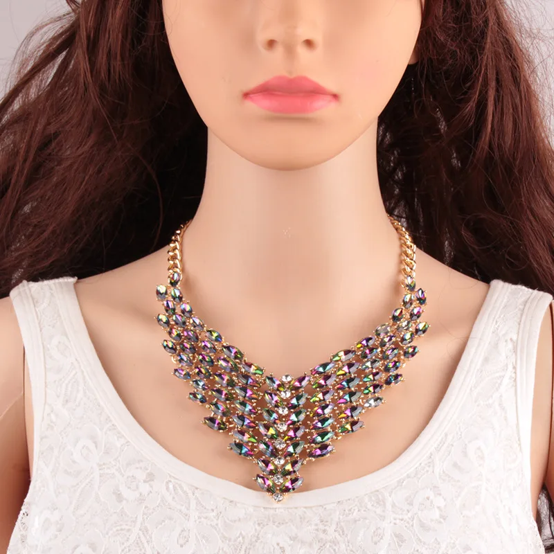 

B16019A 2021 Hot Accessory handmade crystal shiny party wear chocker necklace, As picture