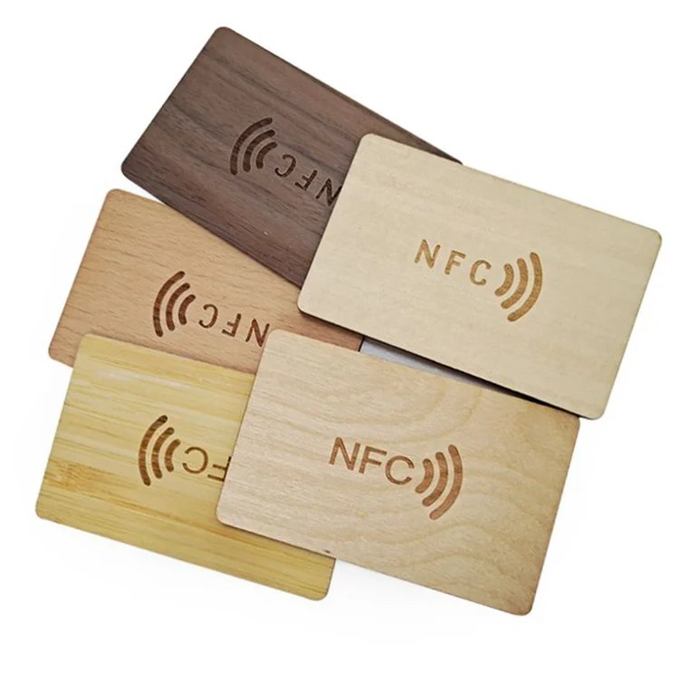 

digital blank wood smart business card NFC wooden card holder