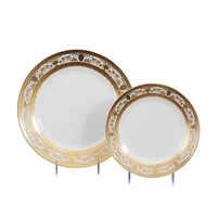 

Wholesale wedding table decorative ceramic gold rim charger plate