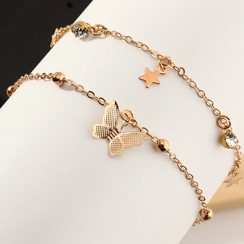 

Lost Lady Creative simple and versatile geometric foot ornaments star butterfly alloy anklet set wholesale holiday party gift
