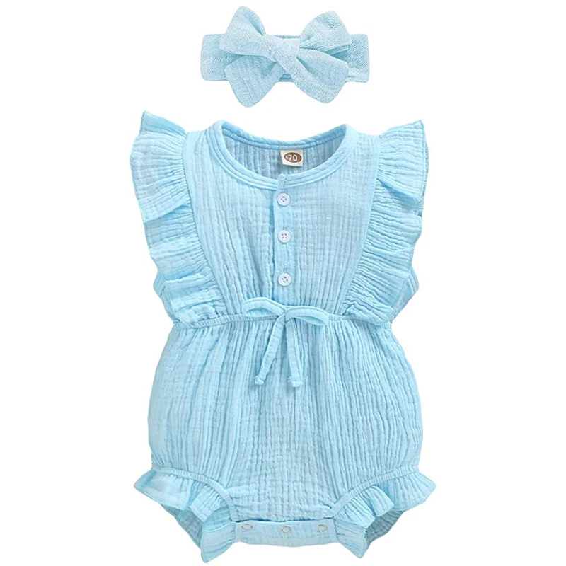 

Organic Cotton Baby Clothes Wholesale Newborn Girls jumpsuits Baby Ruffle Romper for infant toddlers