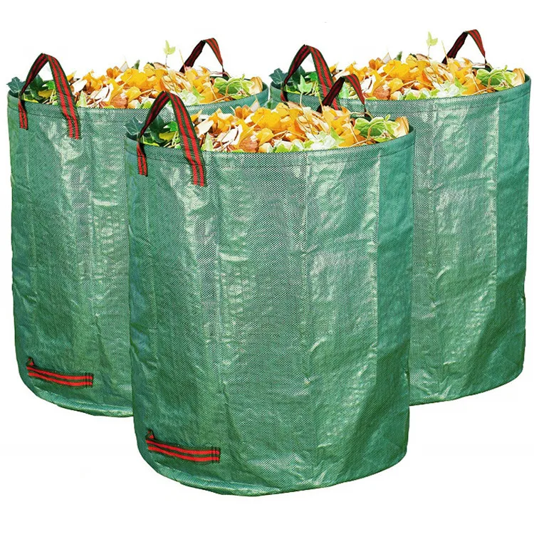 

Reusable Heavy Duty Extremely Durable Waste Lawn Pool Yard Leaf Bag Collapsible Garden Waste Bags, Green