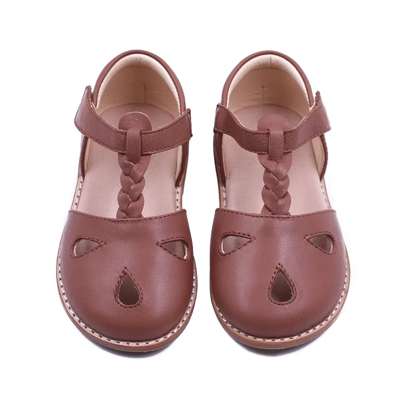 

KALUPAO Kids Slippers Wholesale Genuine Leather Yellow Baby Girls Dress Summer Sandal Shoes