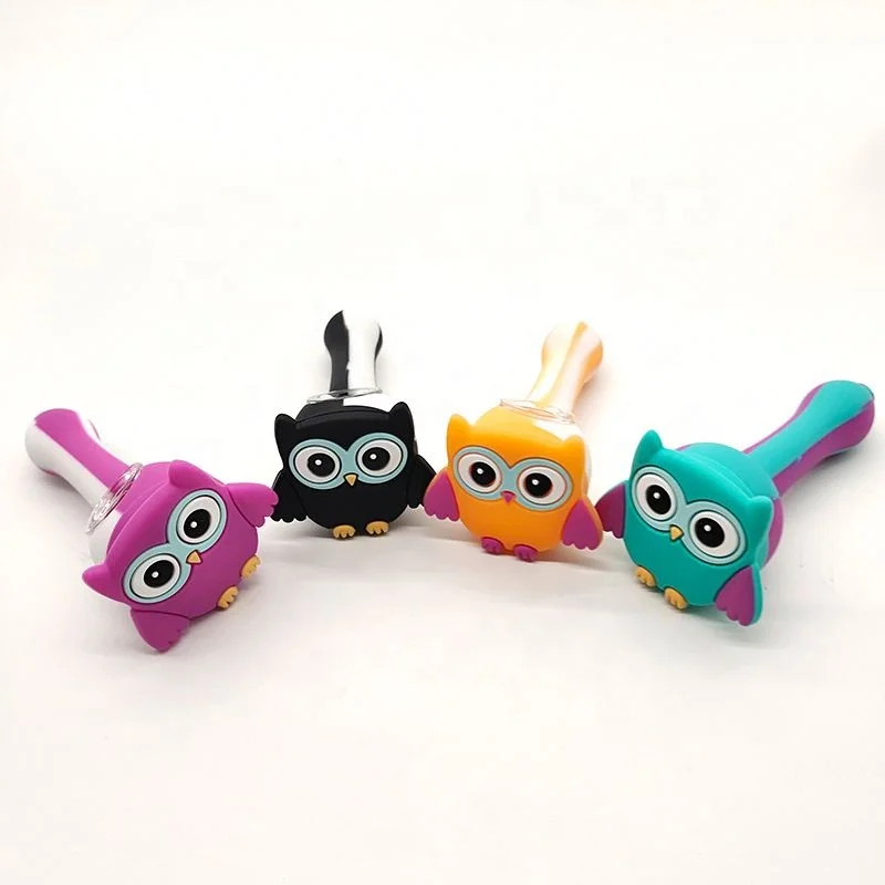 

JH Wholesale Creative Cute Animal Silicone Glass Bowl Weed Tobacco Smoking Pipe, Picture