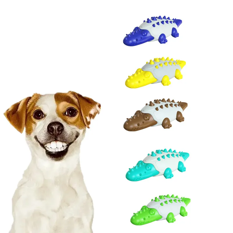 

Amazon Best Selling Product Original Factory Natural Rubber TPR Alligator Teeth Cleaning Tough Chewing Dog Balls Toys, 5 colors