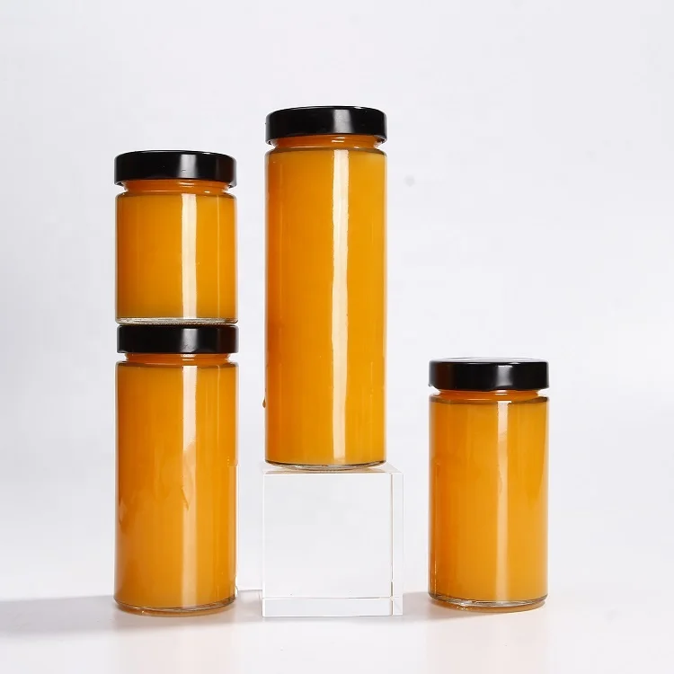 

100ml 200ml 280ml 380ml Clear glass drinking jars cylinder jelly jar with tinplate lid, Clear, also can be customized