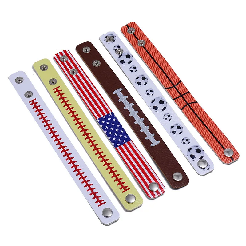 

Latest Design Soccer Fans Men Bracelet Creative Custom 4th of July Independence Day American Flag Leather Bracelets & Bangles, White, black, yellow