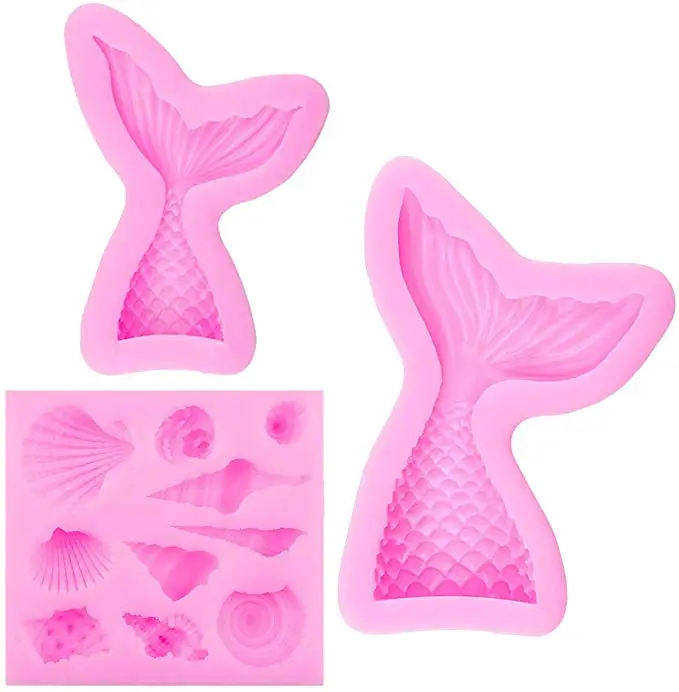 

Silicone Mold Chocolate Seashell Mold for Decorating Cakes Mermaid Tail mold, White
