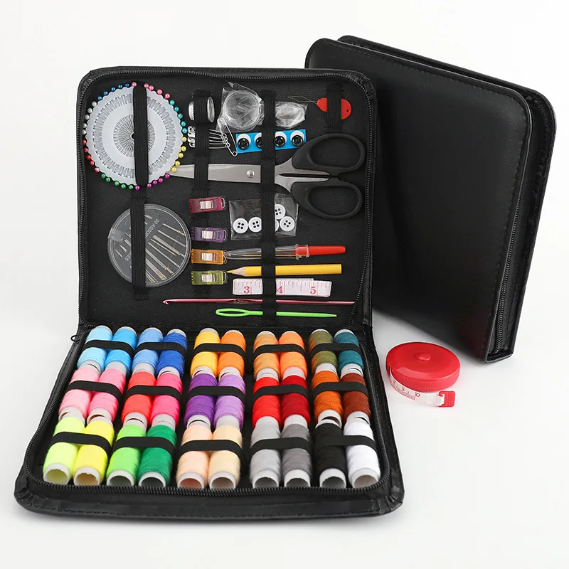 

free shipping 93Pcs Protable travel Sewing Kit Portable professional Sewing Kit Tin needles and threads sewing kit hot sale