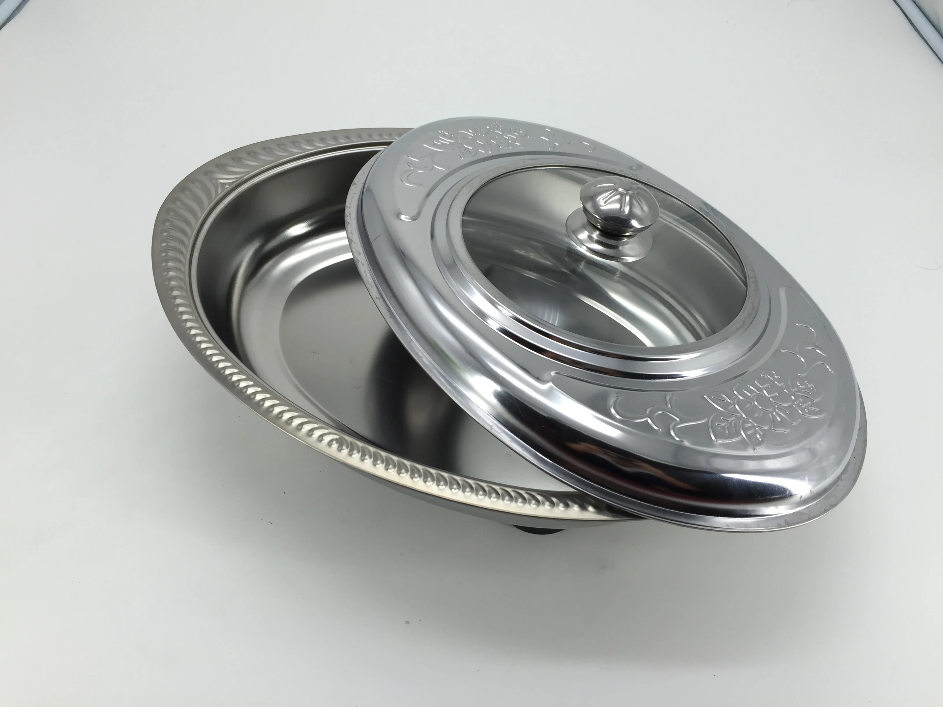 
hot pot chafing dish buffet set stainless steel Oval plus four legged tray 