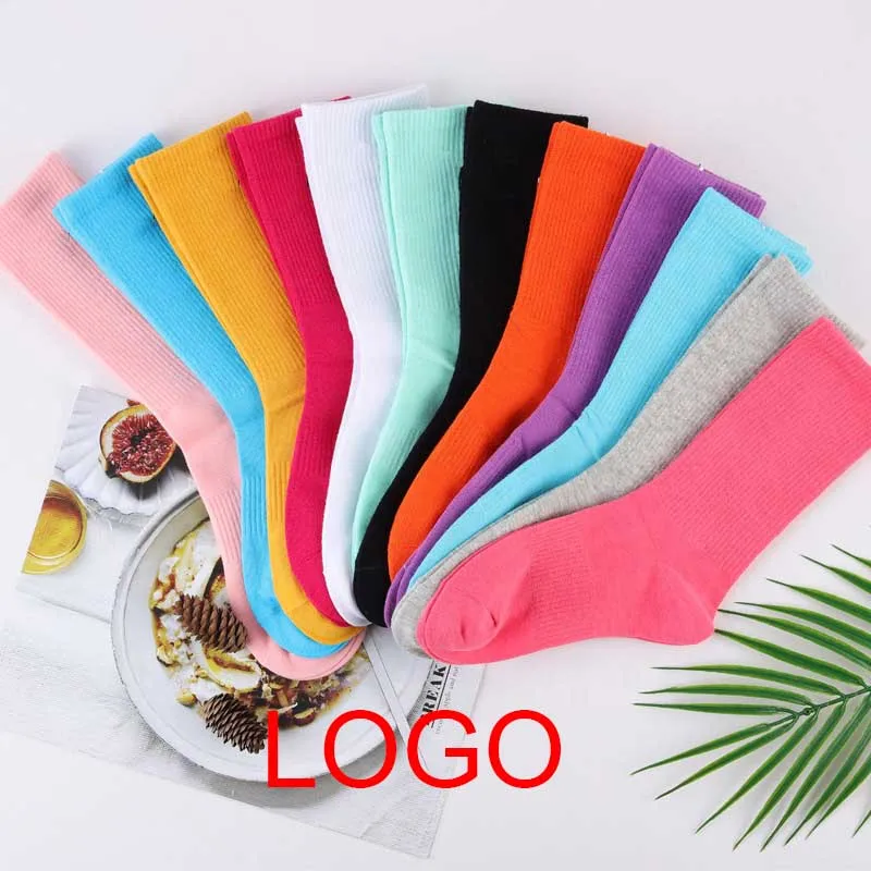 

Latest Unisex Macaron Color Cotton Tube Name Branded Soild Sport Socks