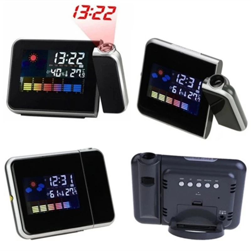 

Desktop LED clock digital alarm clock and projector color screen time projection clock multi-function weather calendar time