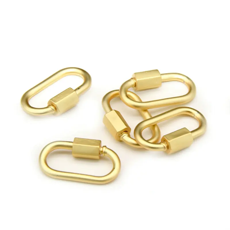 

Lead and Nickel Free Placer Gold Plating Oval Shape Climbing Button Carabiner Clasp 12x20mm Luxury Jewelry Making Findings, Matt gold