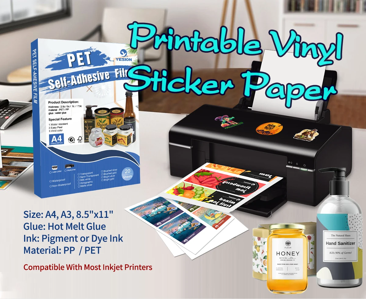 holographic printable vinyl sticker paper for inkjet printer waterproof