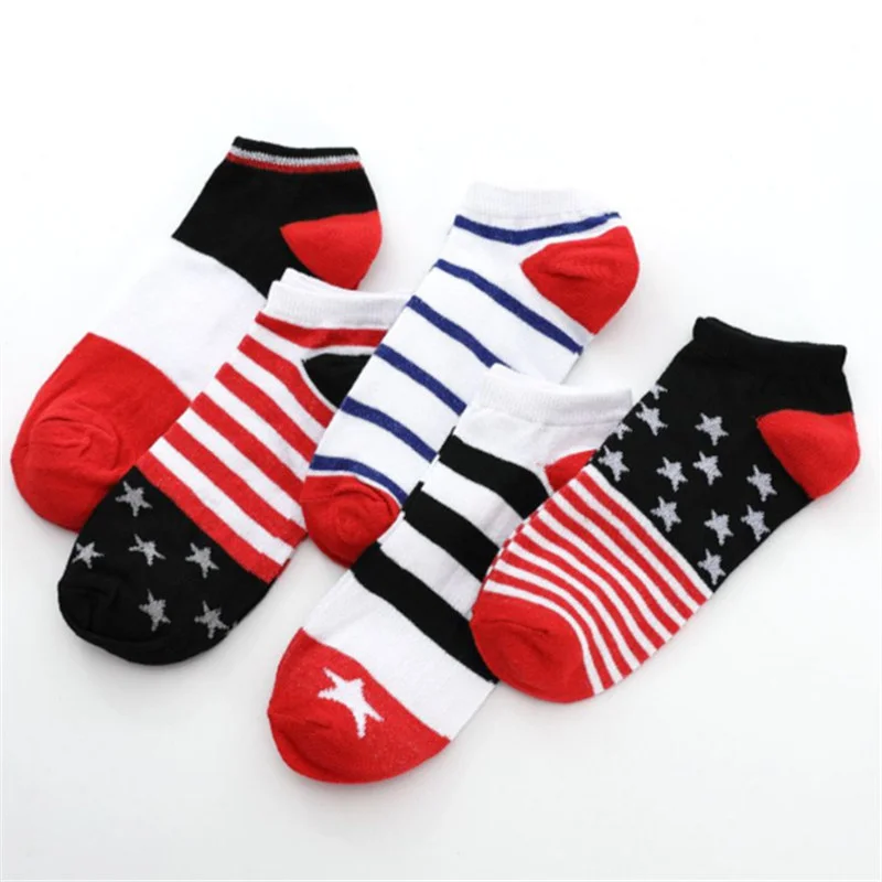 

Wholesale Full Cotton 100 Styles High Quality Low Cut socks Colorful Summer stripe Stars Unisex Women Men Short Ankle Socks