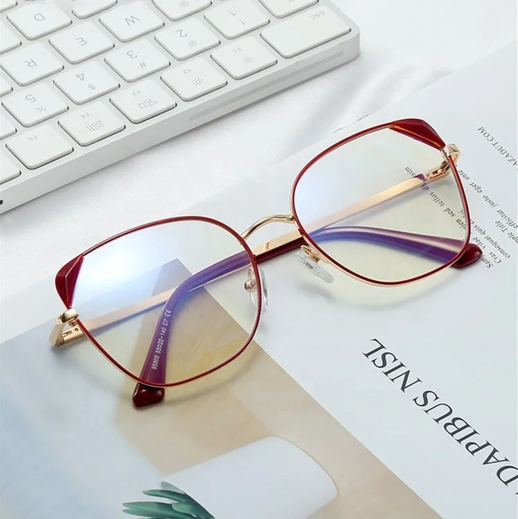 

Jiuling eyewear adult full metal frame clear lens spectacles frame retro ladies cat eye computer anti blue ray eyeglasses, Mix color or custom colors