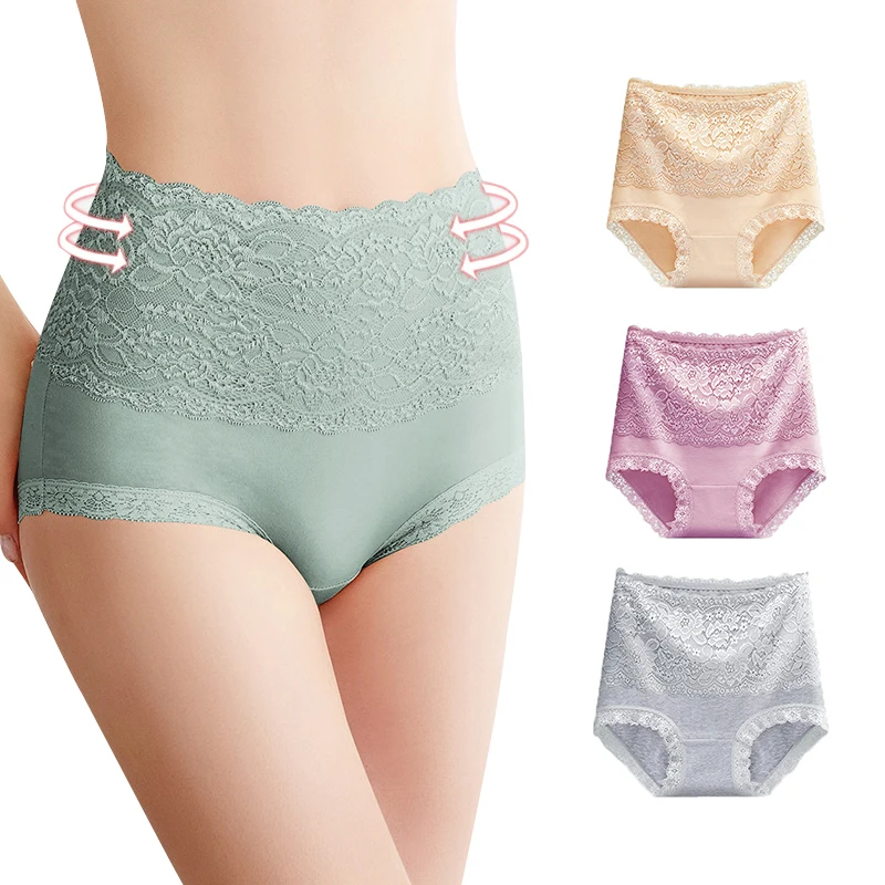 

Wholesale Breathable Sexy Women Underwear High Waist Quick Dry Floral Transparent Lace Panties