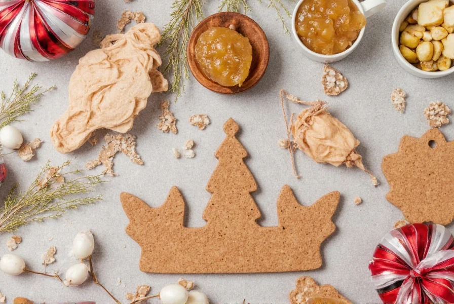 Step-by-step process of making applesauce and cinnamon ornaments with cookie cutters