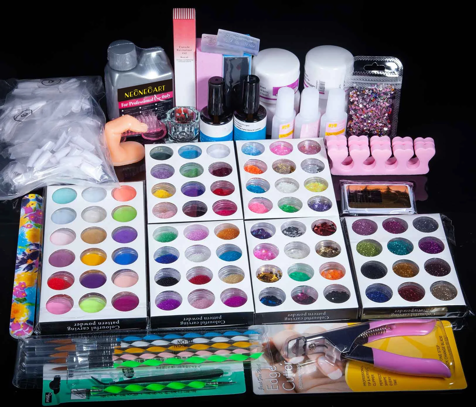 

78 Color Acrylic Nail kit Glitter Powder Mini-ball Velvet Stripeand 120ml Acrylic Liquid False Nail Tips Nail Art Decoration Too