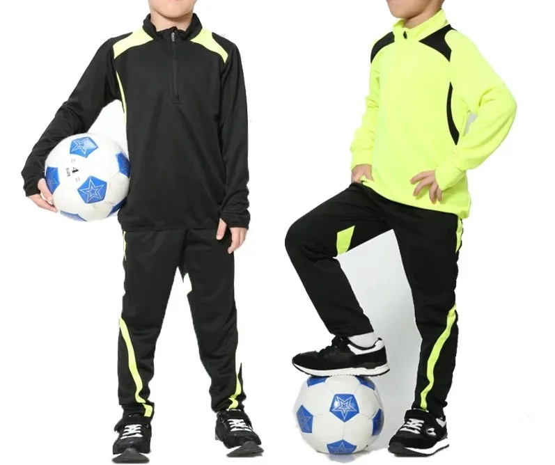 

Custom youth kids 5-12 years old long sleeve football uniform high quality soccer jersey suits for wholesale, Custom color