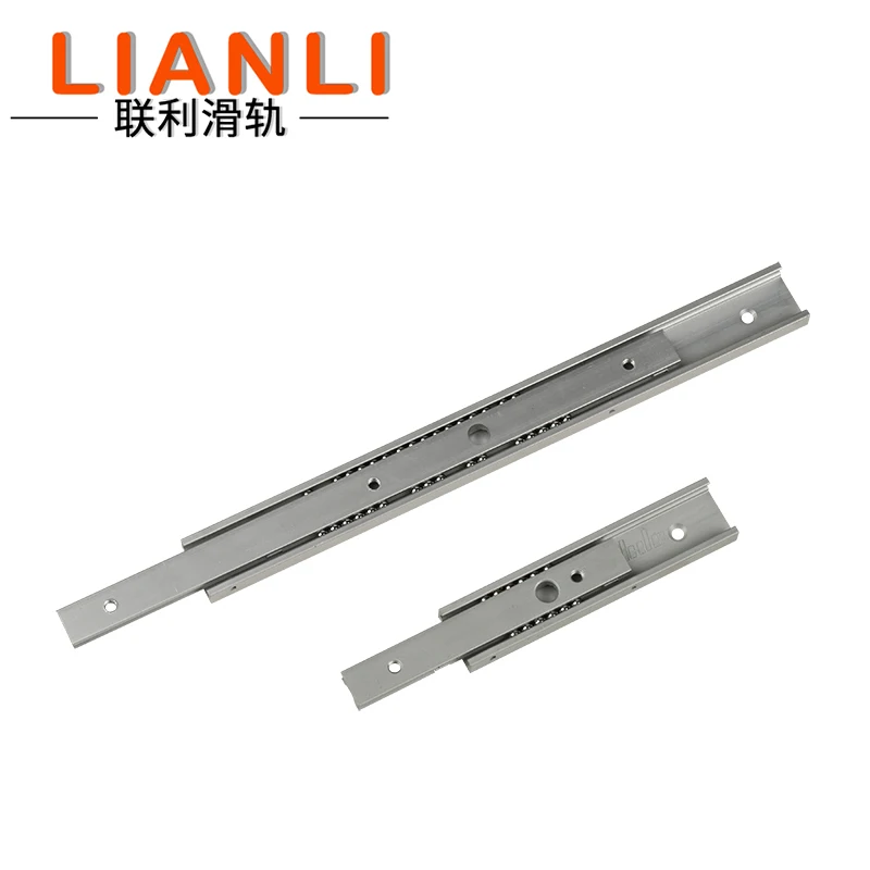 20mm Width 2 Folds Aluminum Alloy Drawer Runners Side Rail Mounted