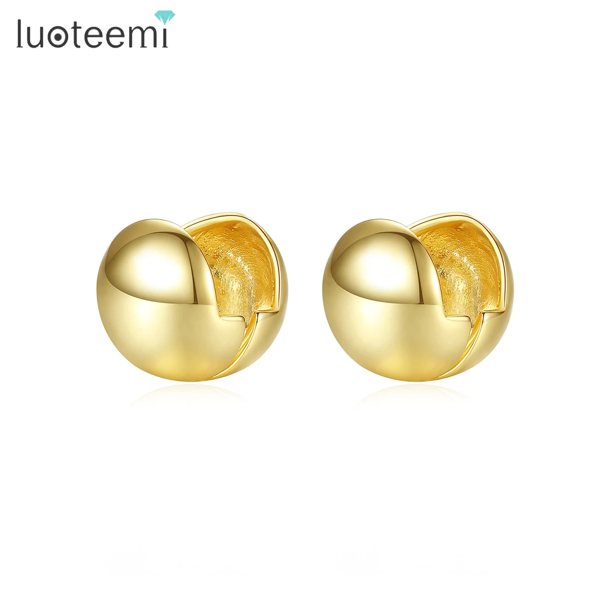 LUOTEEMI Custom Fashion New Cute Korean Gold Clips Earring Jewelry for Women Gifts Circle Small Hoop Earrings