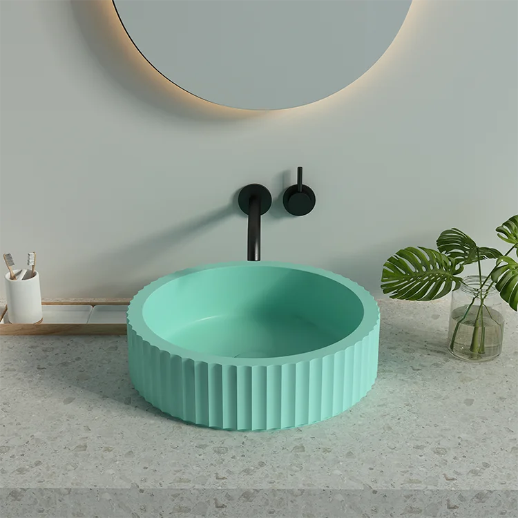 

Meiyani Hot Sale Round Concrete Countertop Sink Cement Wash Basin Lavabo