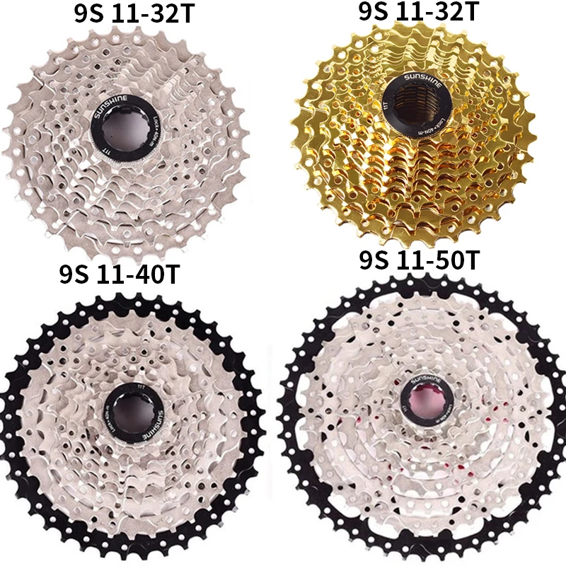 

SUNSHINE SWTXO 9 Speed Bicycle Flywheel 11-50T Silver Golden MTB Road Cycling Bike Cassette Flywheel Sprockets Bike Accessories