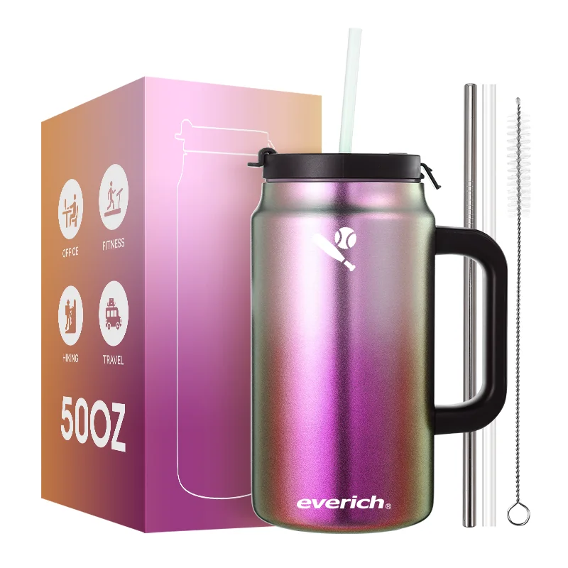 

50oz Beer cup sample accept Customized logo Insulated Travel Mug Beer Tumbler with handle stainless steel cup Tumblers