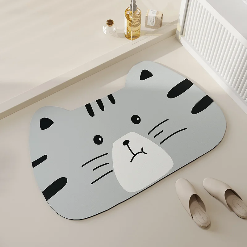 Kawaii Cat Mat Cartoon Animal Anti Slip Absorbent Toilet Bathroom Bedroom Carpet Floor Mat 40x60cm