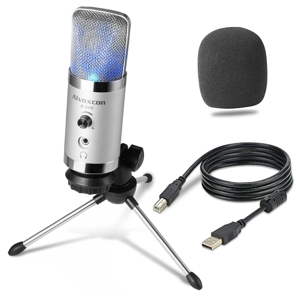 

Wholesaler Wired Studio recording Desktop Professional Condenser Microphone for Gaming Conference Mic With stand Usb Cable