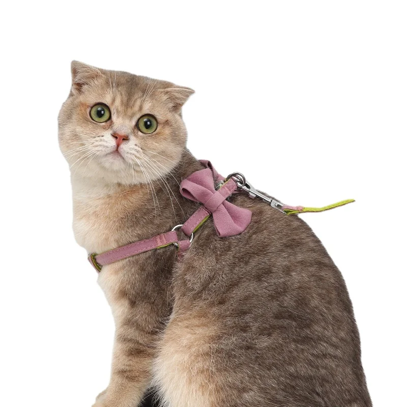 

Cat Harness Adjustable with Bowtie for Kitty and Rabbit Solid Small Pet Harness and Leash Set Outdoor