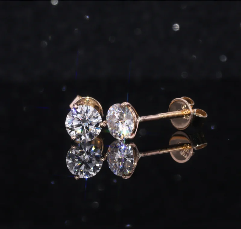 

Best Sale 14k Rose Gold Round Shape Moissanite Jewelry Earrings Women Jewelry